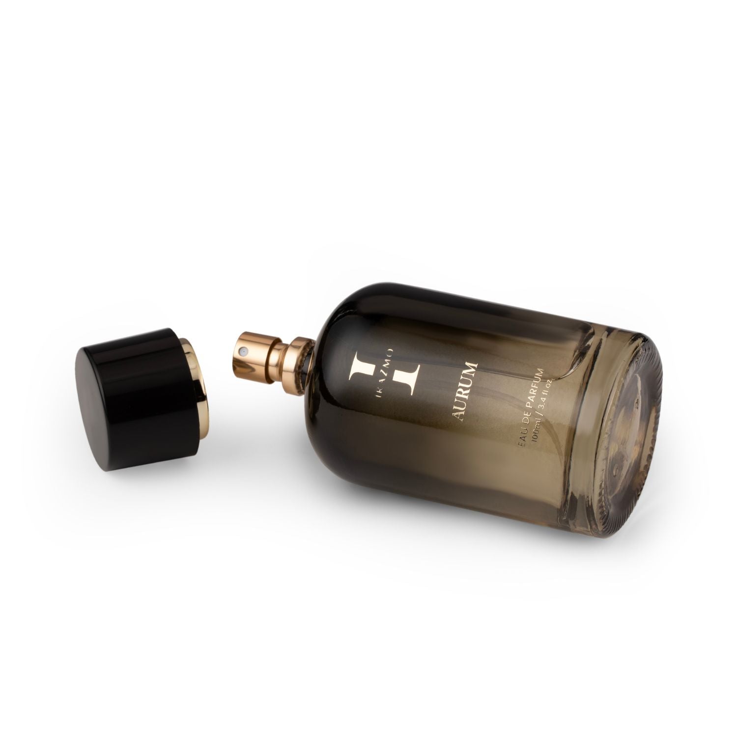 Brown glass bottle with black cap on a white background