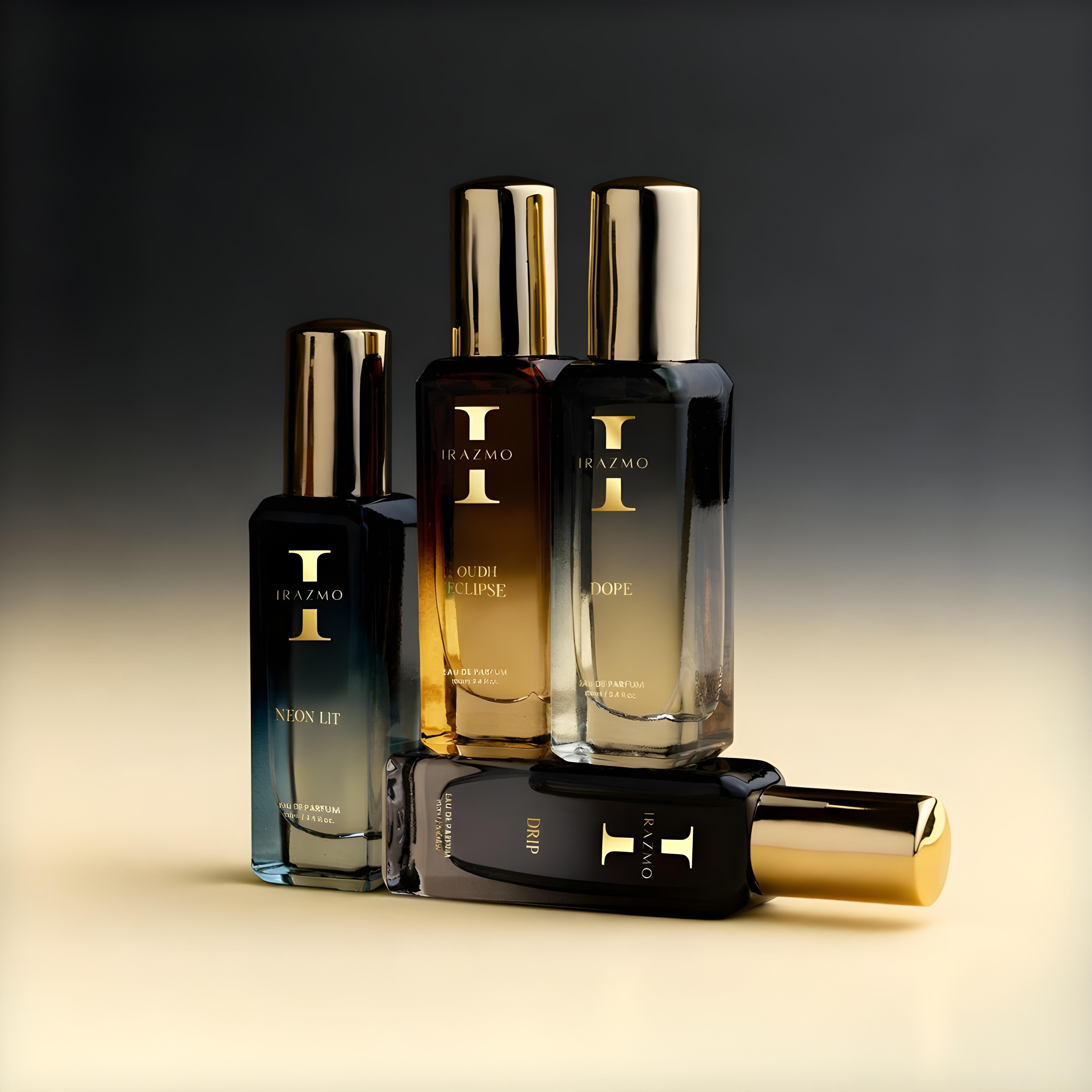 Collection of Tramonto perfume bottles on a gradient background